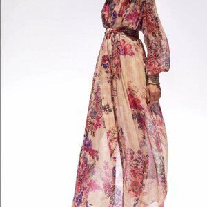 Hemant & Nandita gold and pink maxi shirt dress